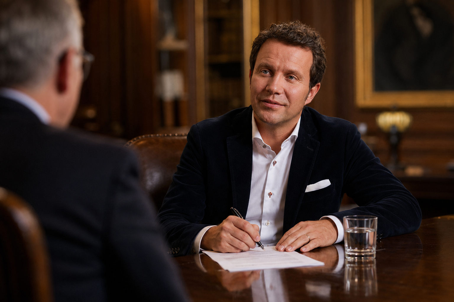 Prof. Dr. Burkhard von Freyberg in einer Beiratssitzung am Konferenztisch